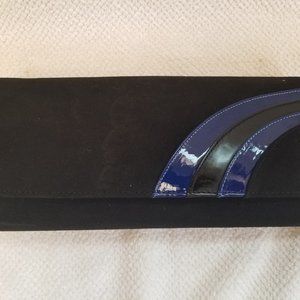 Black suede clutch.